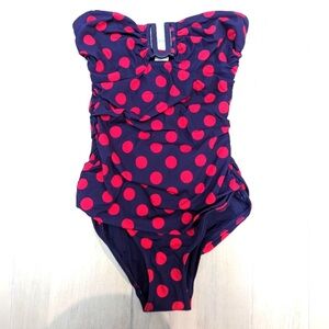 ZIMMERMANN Ruched polka-dot bandeau swimsuit